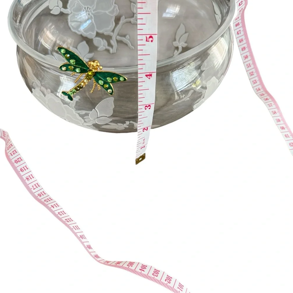 Lenox Garden Jewels Dragonfly 8” Round Crystal Bowl – Etched Floral Design